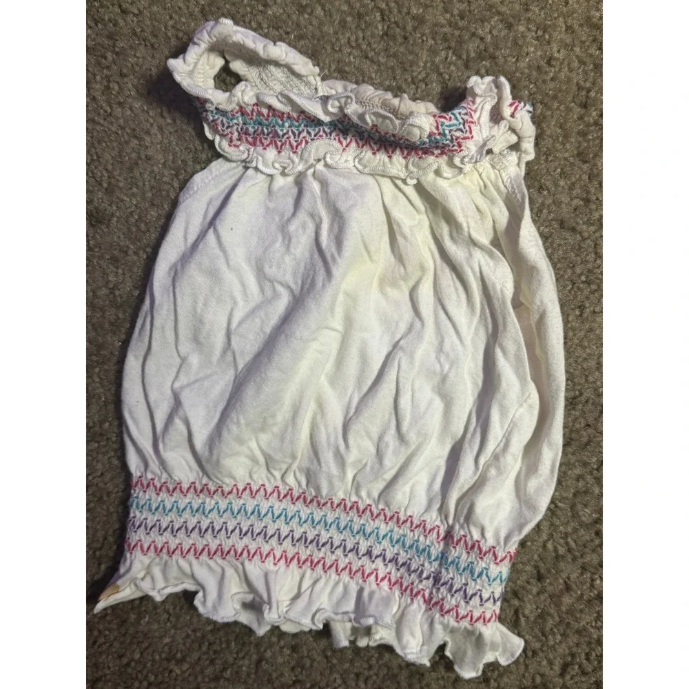 The Childrens Place Girls White Smocked Off Shoulder Bubble Top 9-12 Months Boho